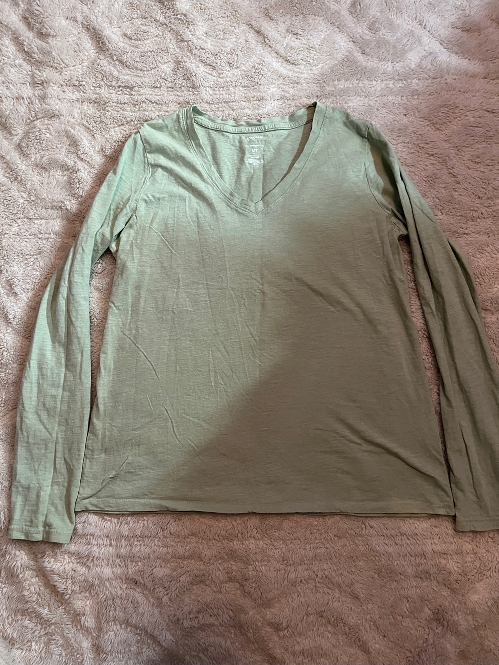 Sonoma Sage Green V‑Neck Long Sleeve Tee